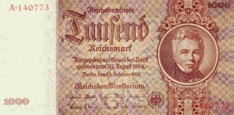 FTU 5a 1000Reichsmark 1936 Vs P184